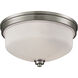 Casual Mission 3 Light 13 inch Brushed Nickel with White Flush Mount Ceiling Light