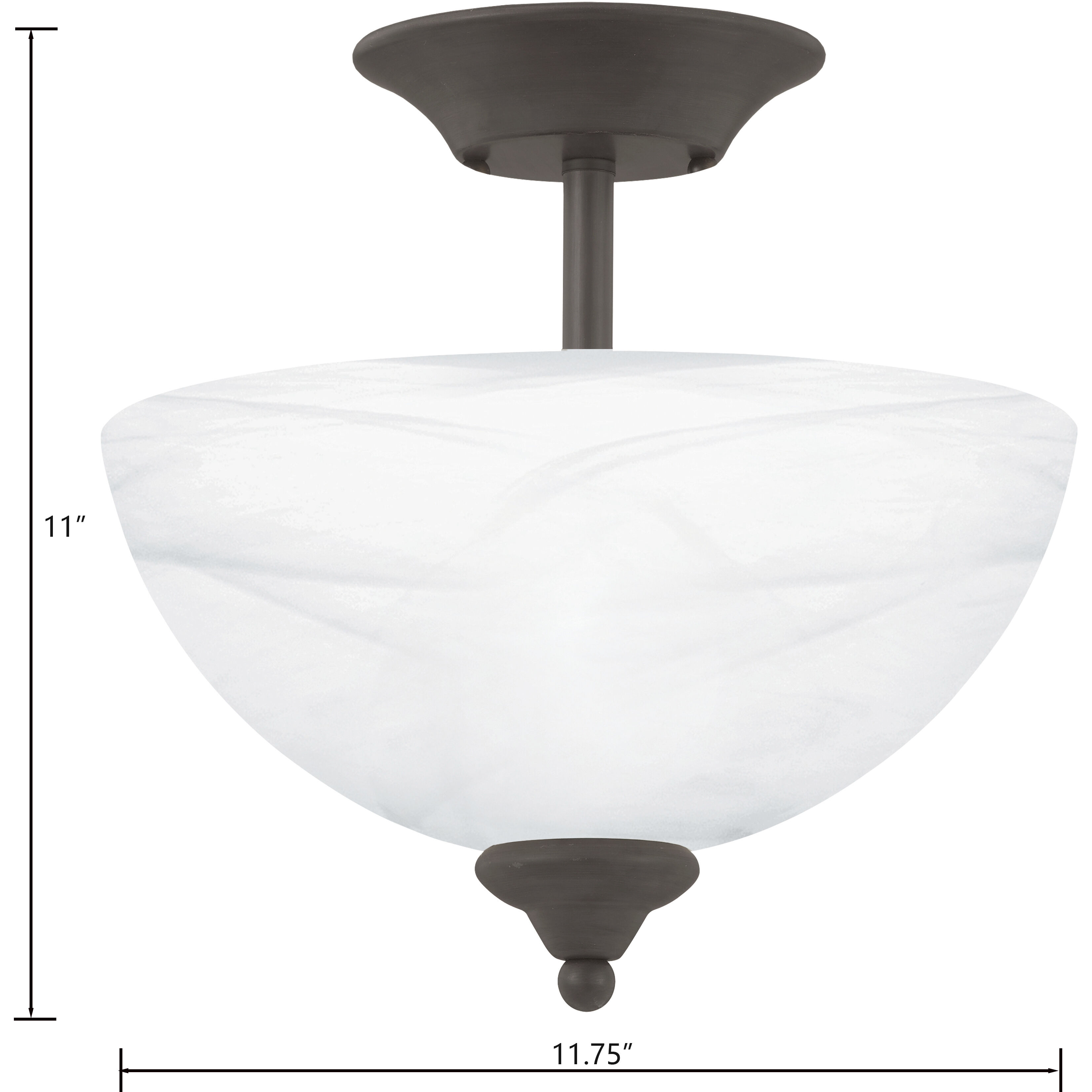 Tahoe 2 Light 11.75 inch Oil Rubbed Bronze Semi Flush Mount Ceiling Light
