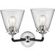 Nouveau Small Cone LED 14 inch Black Polished Nickel Bath Vanity Light Wall Light in Clear Glass, Nouveau