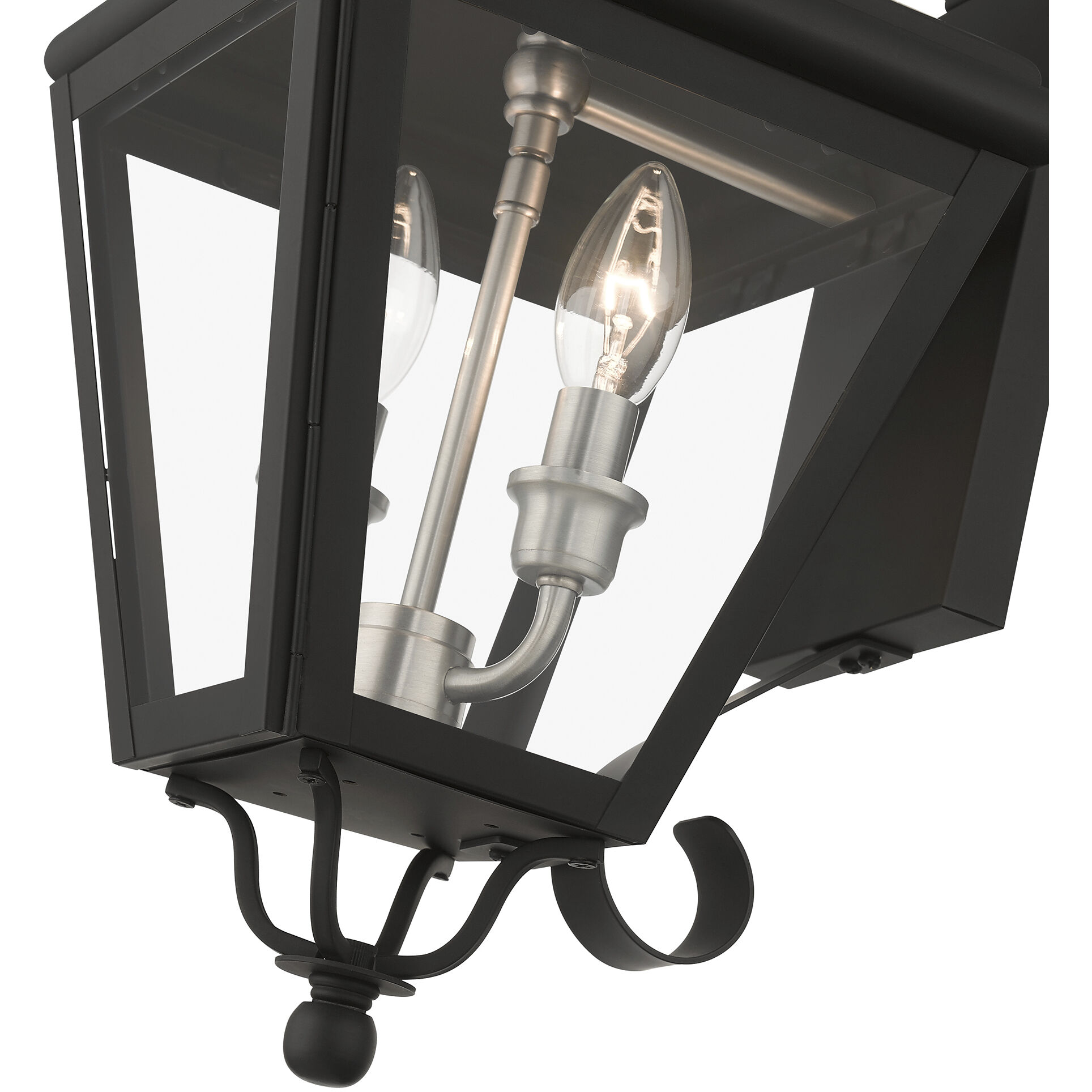 Adams 2 Light 21.5 inch Black with Brushed Nickel Finish Cluster Outdoor Wall Lantern in Black with Brushed Nickel Accent, Medium