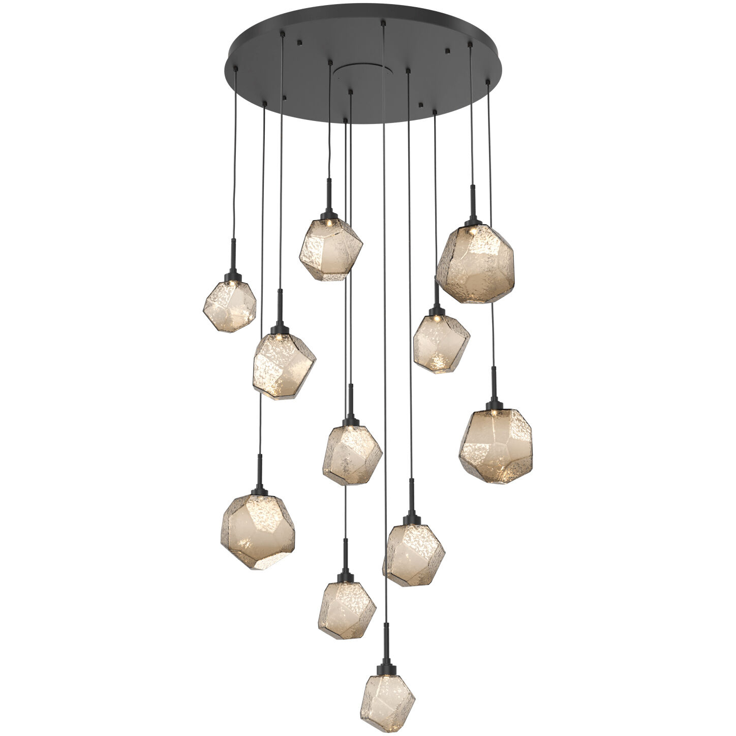 Gem LED 35.6 inch Matte Black Chandelier Ceiling Light, Round Multi-Port