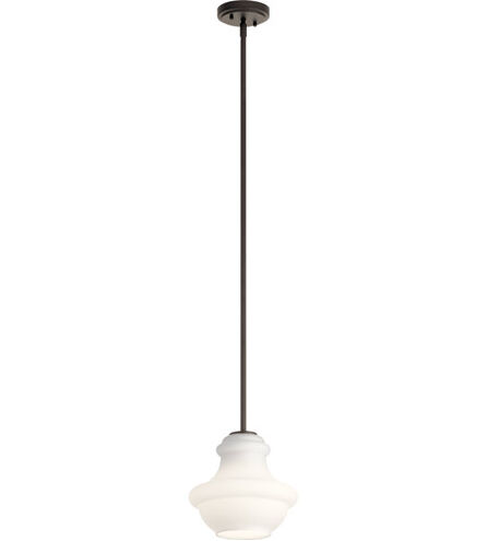 Everly 1 Light 10 inch Olde Bronze Mini Pendant Ceiling Light in Satin Etched Cased Opal