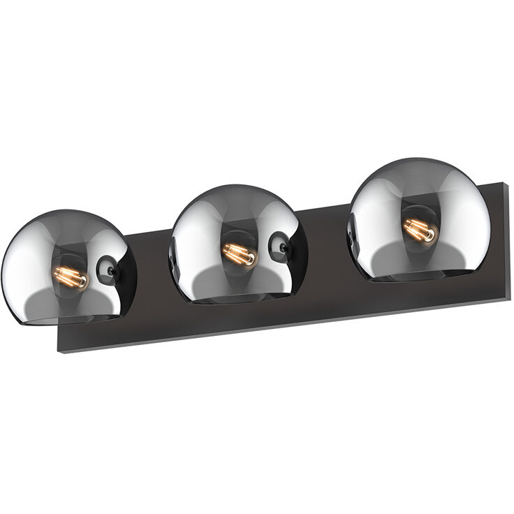 Alora Mood Willow Bath Vanity Light Wall Light in Matte Black, Smoked Glass
