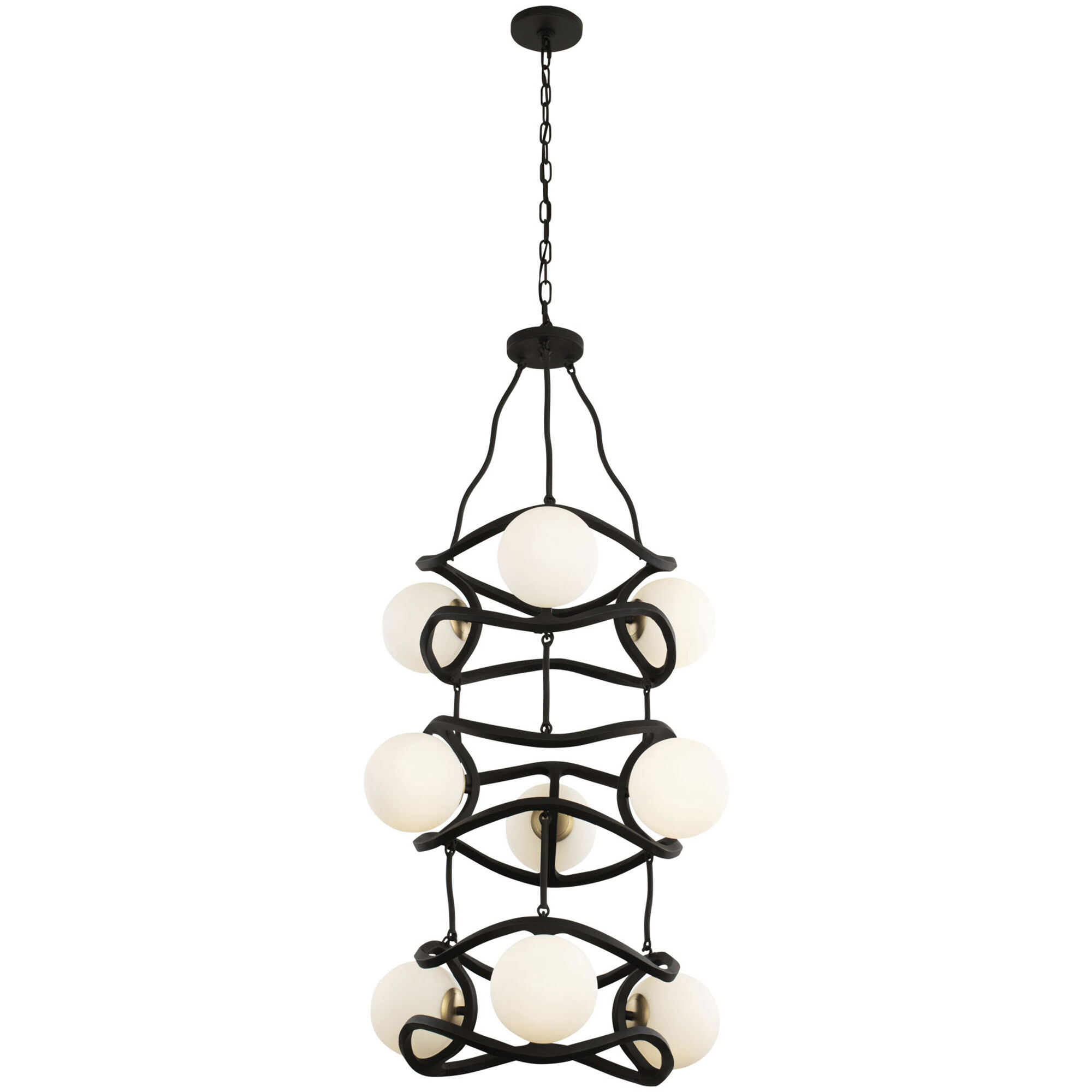 Black Betty 9 Light 24 inch Carbon and French Gold Pendant Ceiling Light