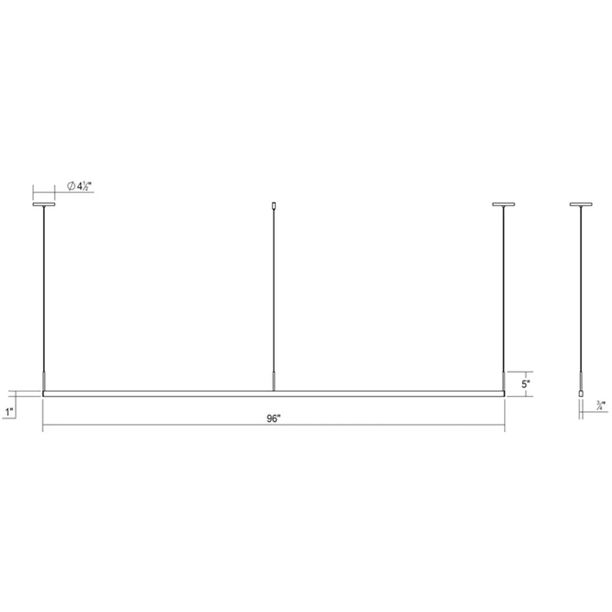 Thin-Line LED 96 inch Bright Satin Aluminum Pendant Ceiling Light in 8ft., 2700K