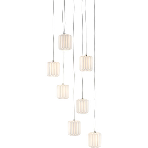Dove 7 Light 13 inch Painted Silver/White Multi-Drop Pendant Ceiling Light