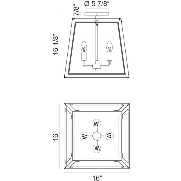 Rosalie 4 Light 16 inch Matte Black and Aged Gold Brass Flush Mount Ceiling Light