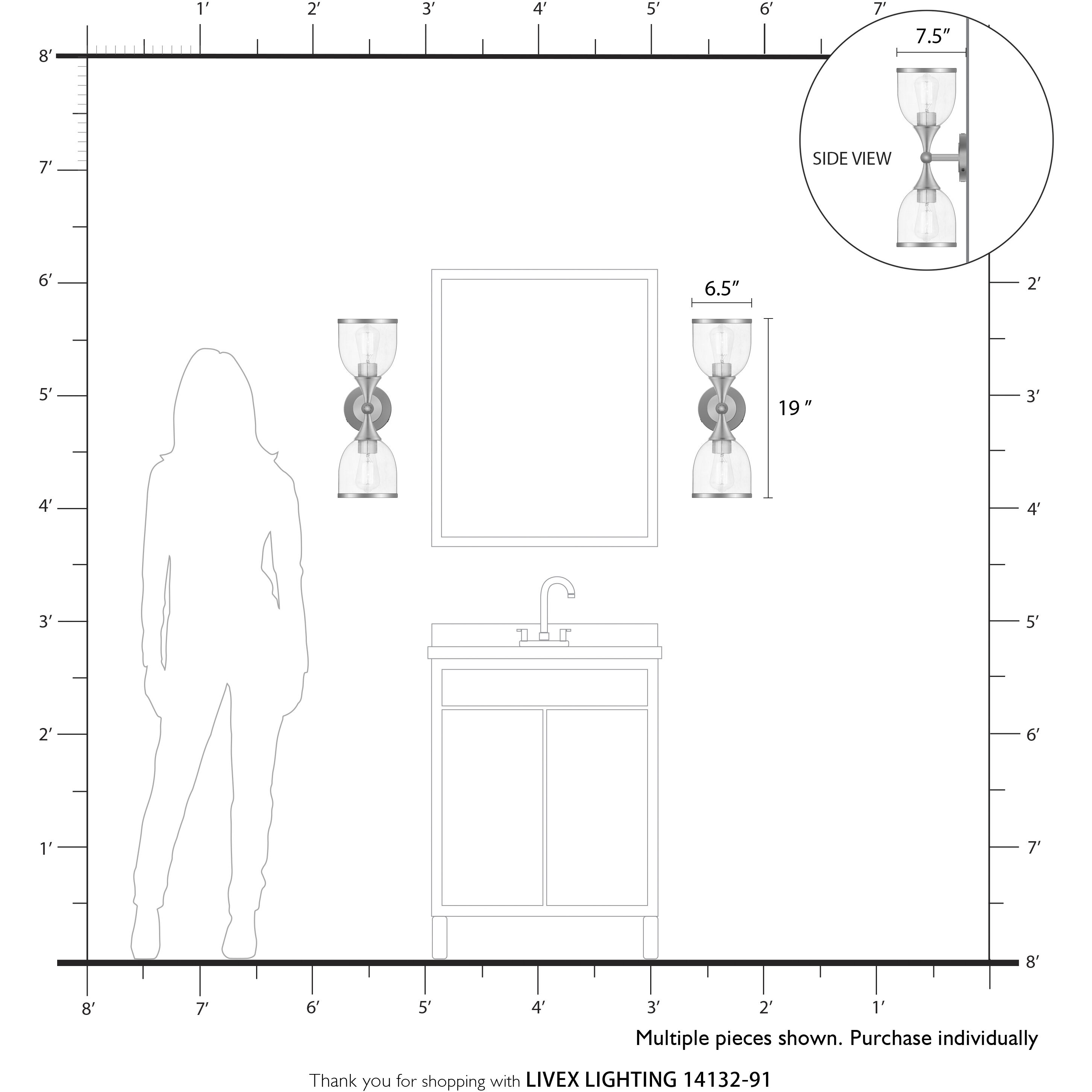 Ashridge 2 Light 6.5 inch Brushed Nickel Vanity Wall Sconce Wall Light