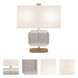 Jacqueline 22 inch 100 watt Modern Brass Finish with Clear Crystal Accents Accent Lamp Portable Light in Oyster Linen