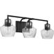 Destin 3 Light 24 inch Black with Silver Accents Bathroom Vanity Light Wall Light