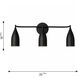 Maya 3 Light 26.13 inch Midnight Black Vanity Light Wall Light, Medium