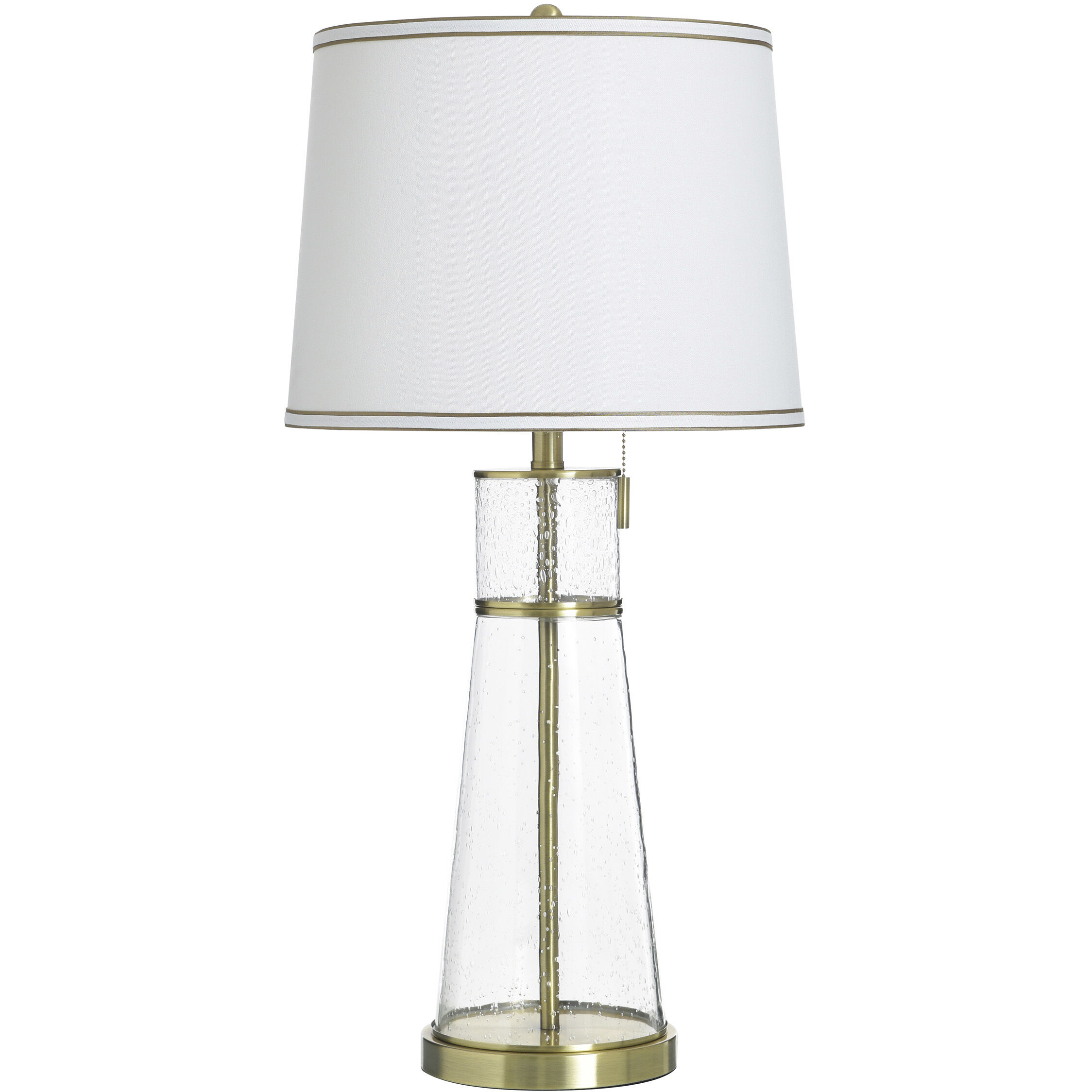 Doris 32.75 inch 100 watt Clear Seeded and Antique Brass and White Table Lamp Portable Light