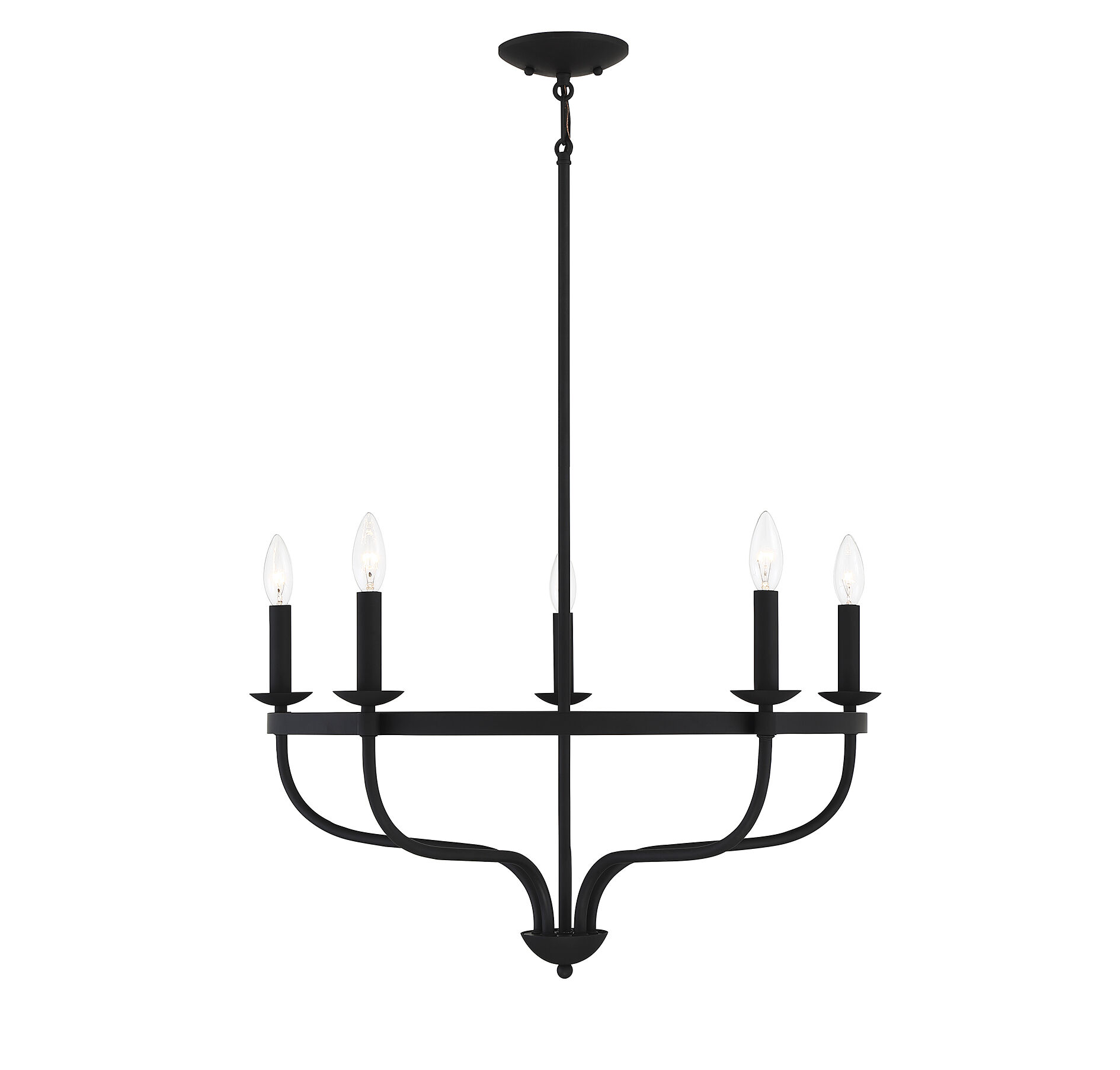 Transitional 5 Light 26.63 inch Matte Black Chandelier Ceiling Light