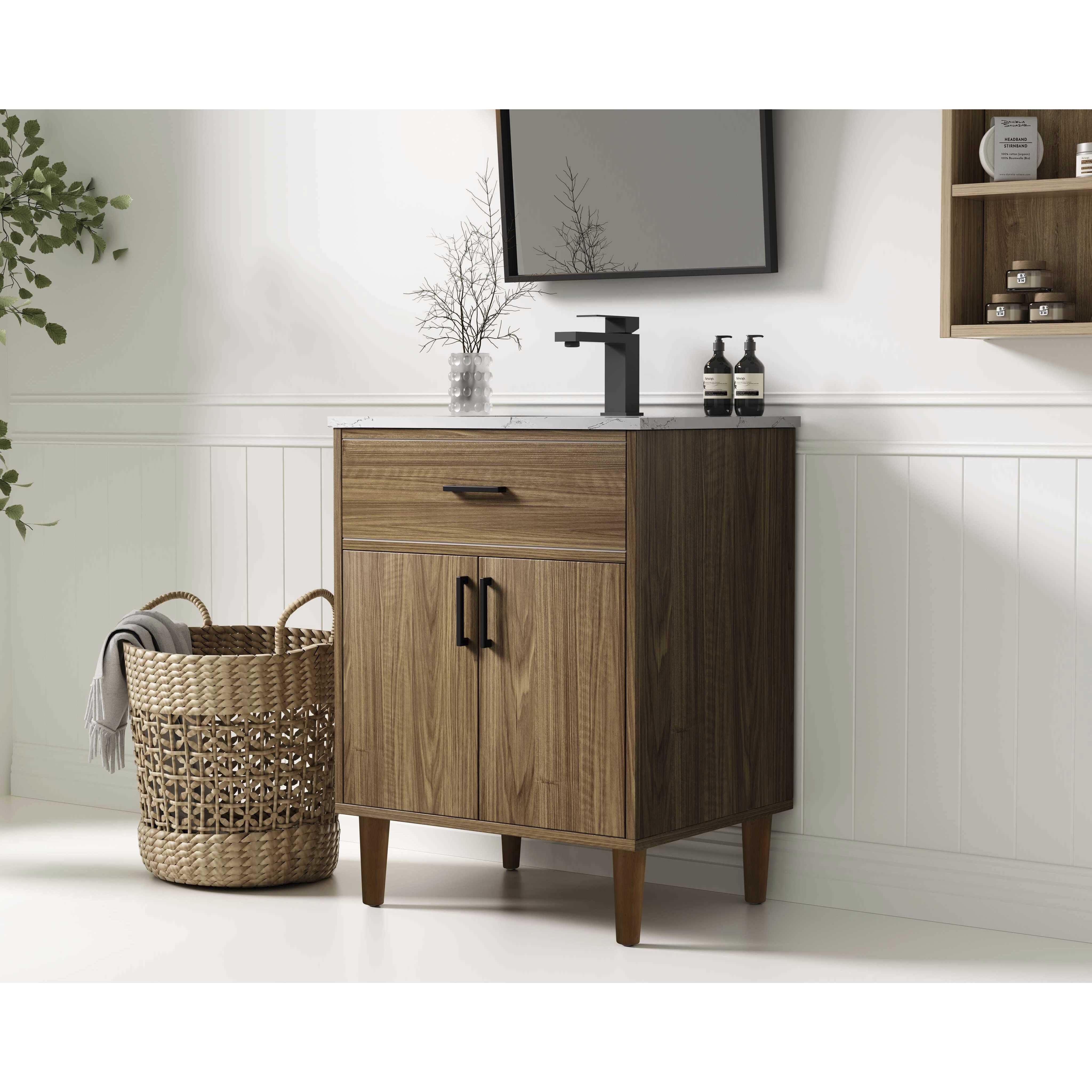 Chandler 24 X 34 inch Walnut Brown Bathroom Vanity Cabinet