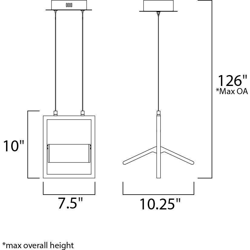 Glider LED 10.25 inch Black and Polished Chrome Single Pendant Ceiling Light