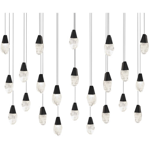 Beyond Martini LED 12 inch Black Multi-Light Pendant Ceiling Light in Optic Haze, Linear Canopy