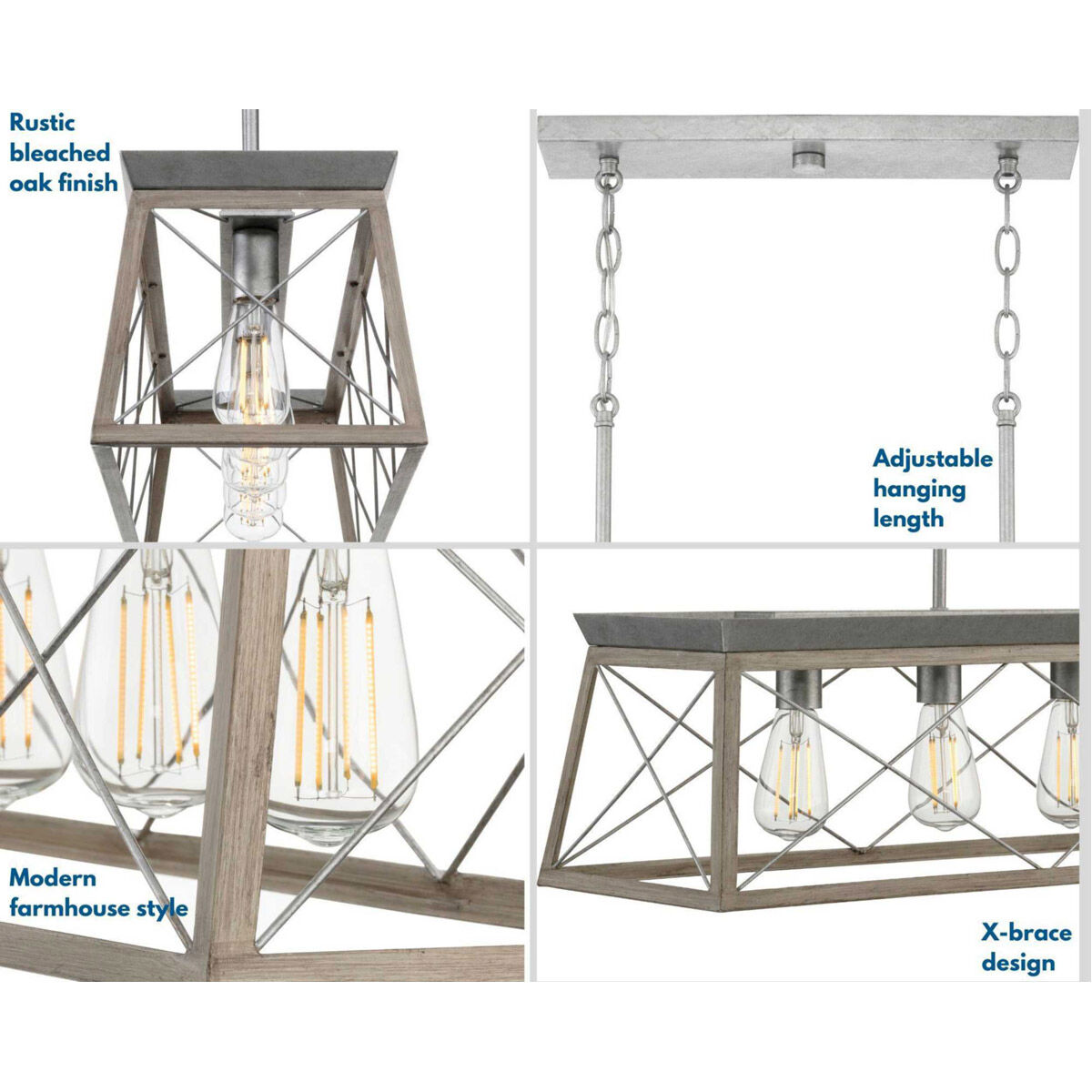 Briarwood 5 Light 38 inch Galvanized Linear Chandelier Ceiling Light