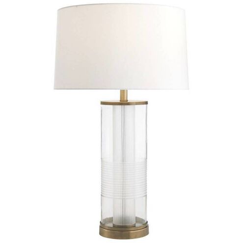 Gianna 30 inch 150.00 watt Clear Etched Glass and Vintage Brass Lamp Portable Light