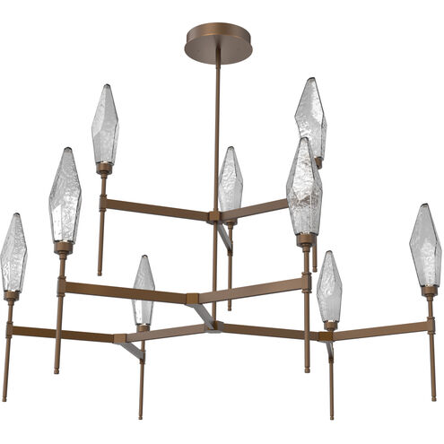 Rock Crystal LED Flat Bronze Chandelier Ceiling Light, Round Belvedere