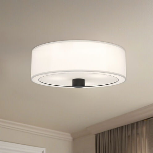 Alora Mood Theo 3 Light 24.13 inch Matte Black and White Linen Flush Mount Ceiling Light