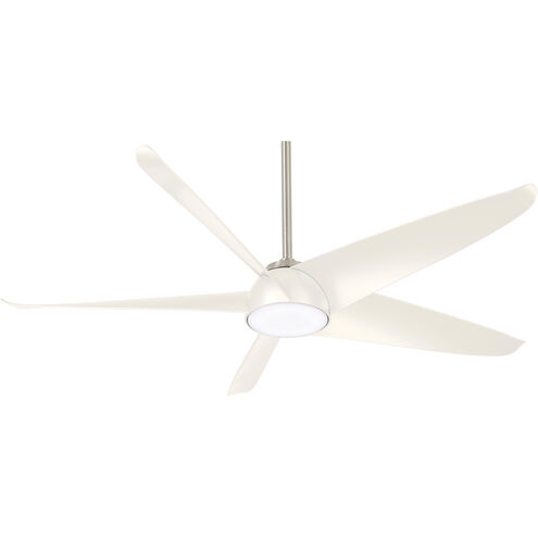 Ellipse 60 inch Brushed Nickel/White with White Blades Ceiling Fan