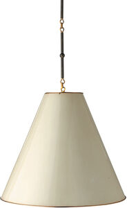 Visual Comfort Thomas O'Brien Goodman 2 Light 25 inch Bronze with Antique Brass Accents Hanging Shade Ceiling Light in Antique White TOB5014BZ/HAB-AW - Open Box