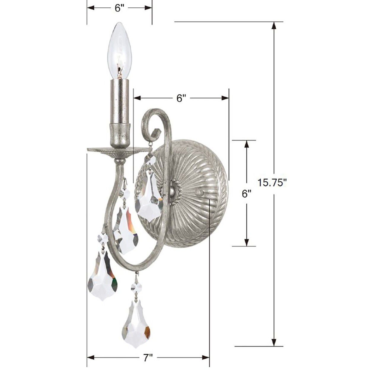 Ashton 1 Light 5.5 inch Olde Silver Sconce Wall Light in Clear Hand Cut