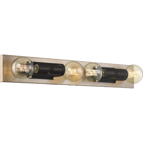 Passage 4 Light 30 inch Copper Brushed Brass and Black Vanity Light Wall Light