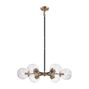 Altoona 6 Light 28 inch Antique Gold with Matte Black and Clear Chandelier Ceiling Light