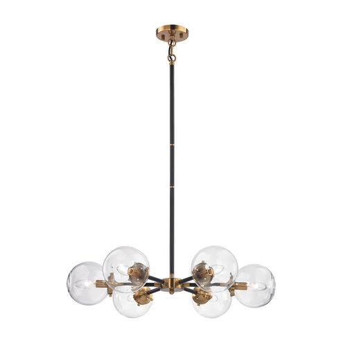 Altoona 6 Light 28 inch Antique Gold with Matte Black and Clear Chandelier Ceiling Light