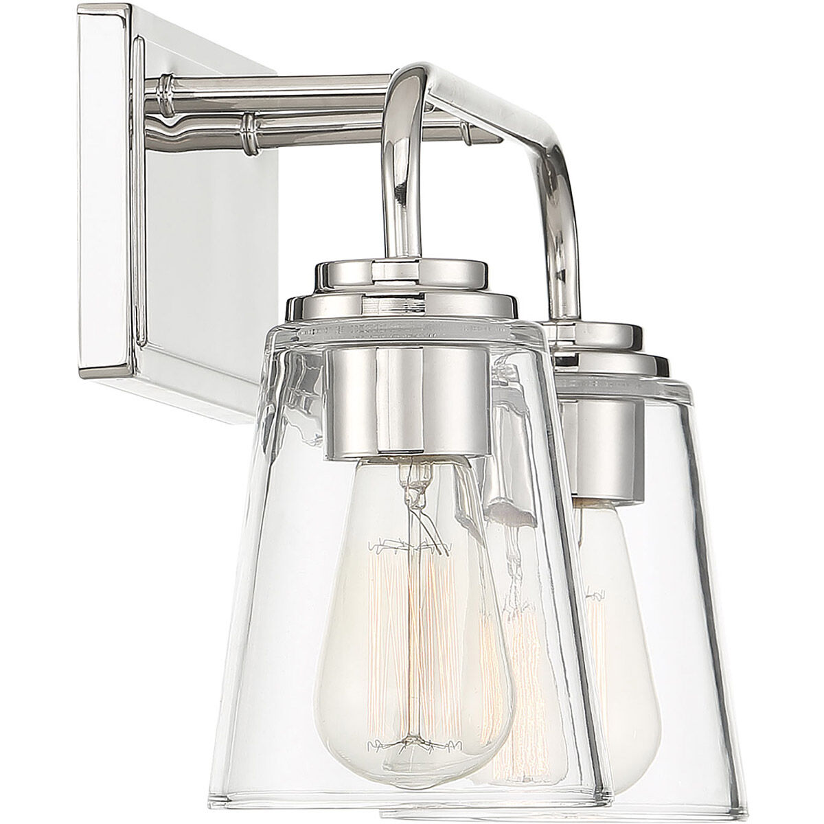 Transitional 2 Light 15 inch Polished Nickel Bathroom Vanity Light Wall Light