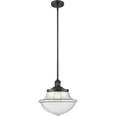 Franklin Restoration Oxford 1 Light 12 inch Matte Black Mini Pendant Ceiling Light in Incandescent, Clear, Franklin Restoration