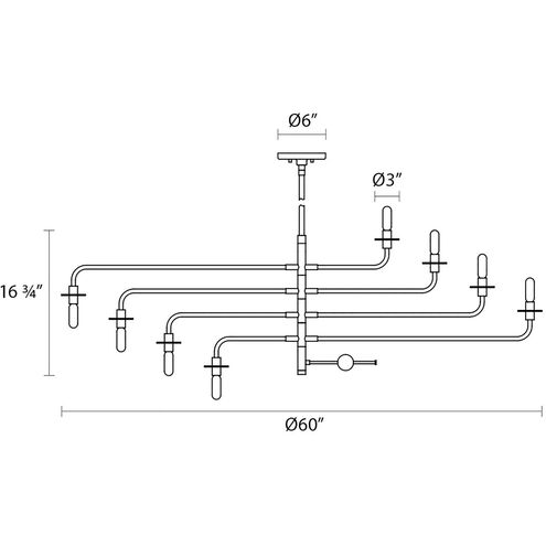 Atelier 8 Light 60 inch Satin Black Pendant Ceiling Light