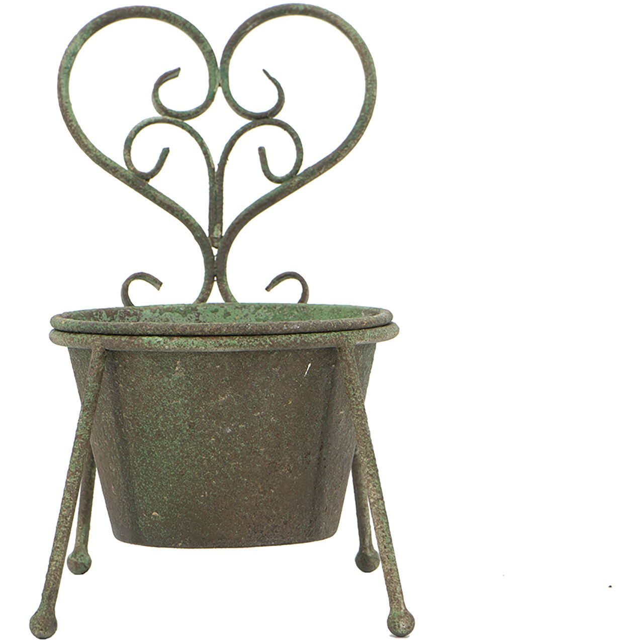Anita Distressed Green and Gray Plant Stand