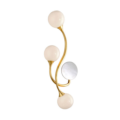 Signature 3 Light 12 inch Gold Leaf Wall Sconce Wall Light