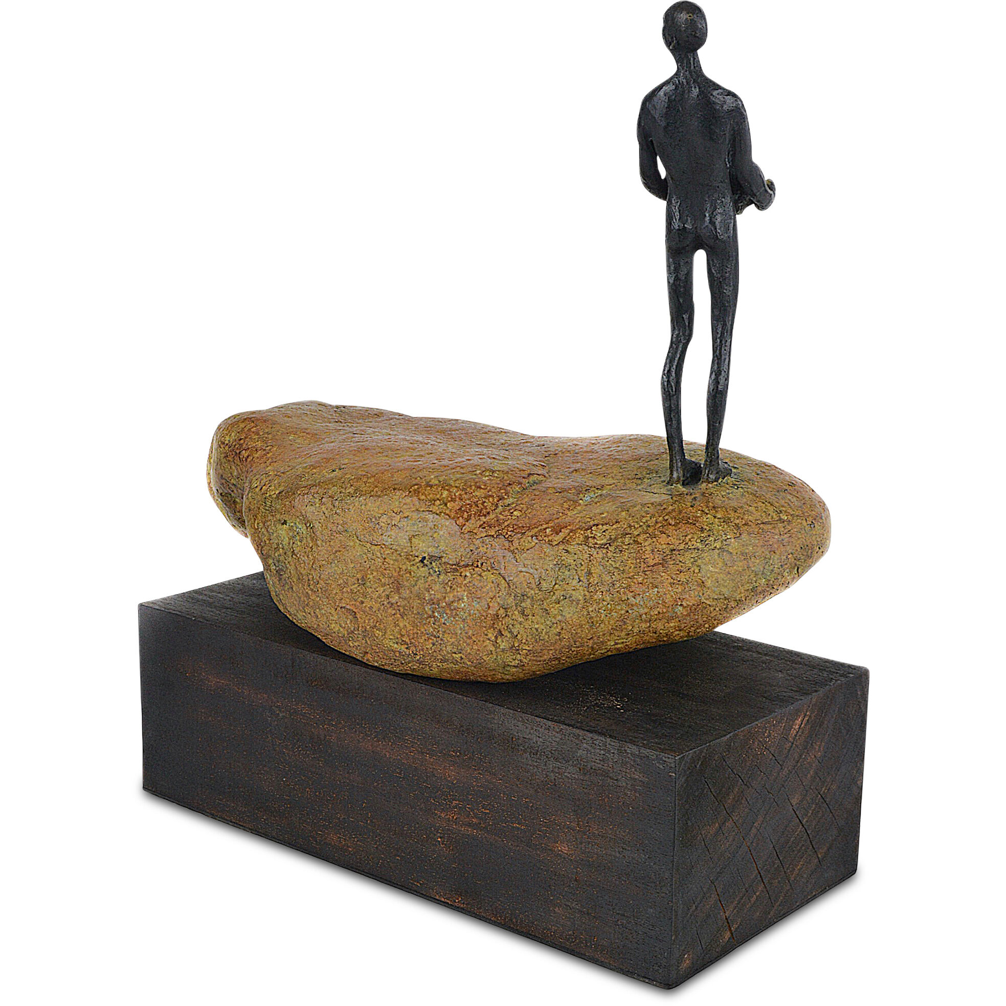 Man on Rock 14.75 X 12.5 inch Sculpture, Small