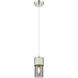 Downtown Urban Bolivar 1 Light 4.75 inch Satin Nickel Pendant Ceiling Light in Light Smoke Glass