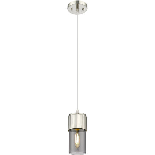 Downtown Urban Bolivar 1 Light 4.75 inch Satin Nickel Pendant Ceiling Light in Light Smoke Glass