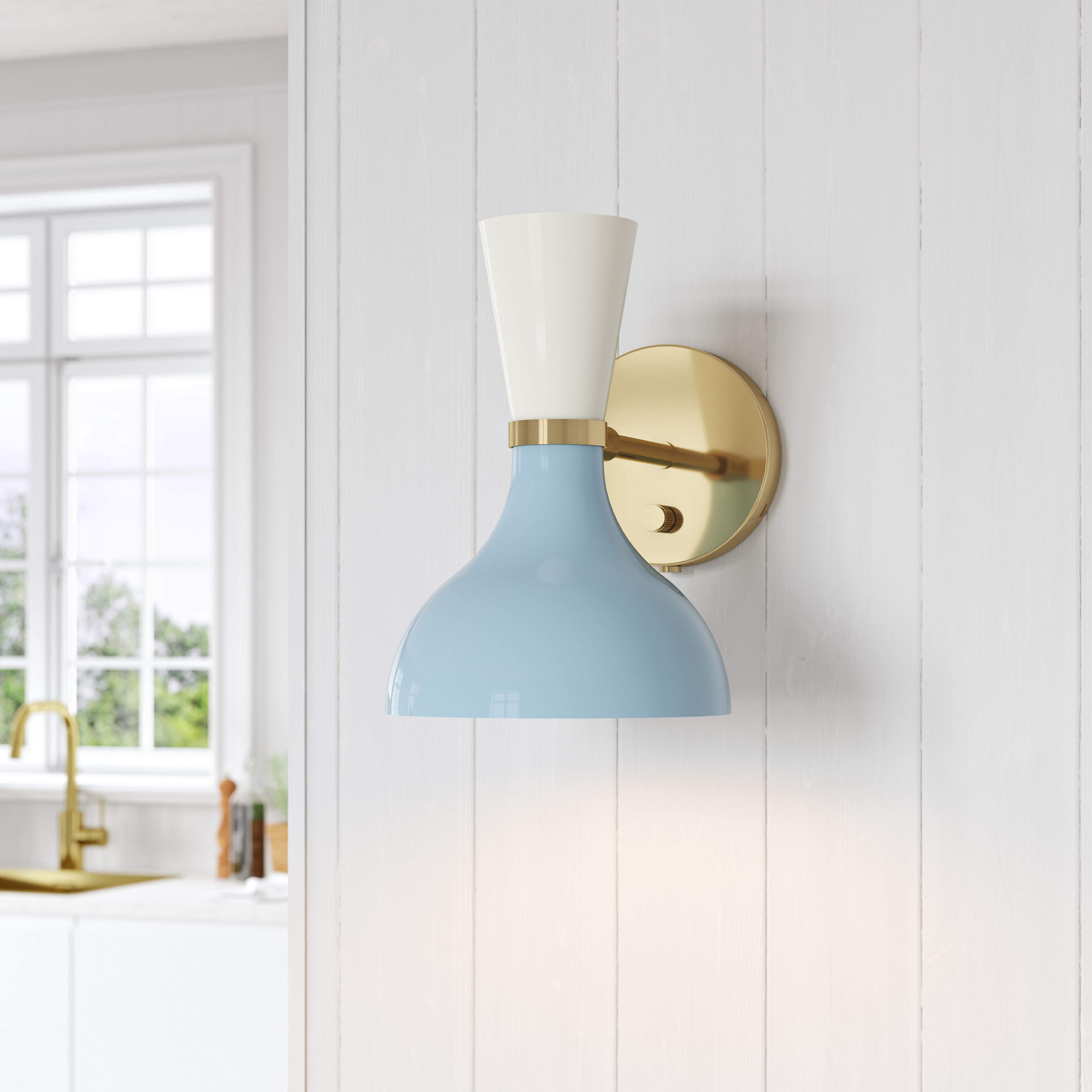 Clare 1 Light 7 inch Baby Blue and Lily with Modern Brass Wall Sconce Wall Light