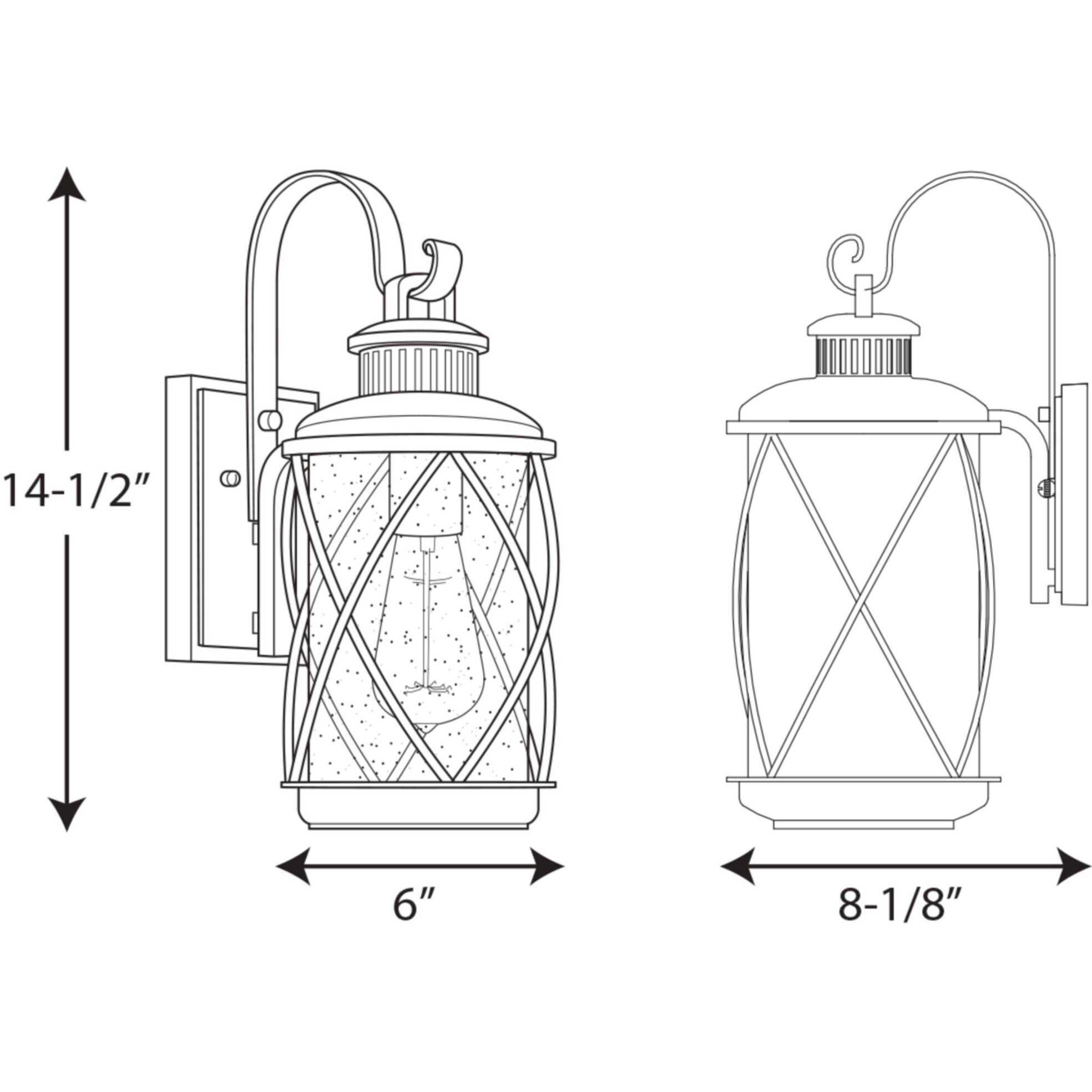 Hollingsworth 1 Light 15 inch Textured Black Outdoor Wall Lantern, Small