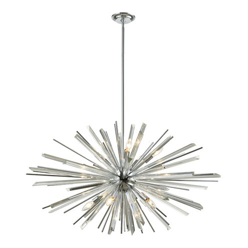 Palisades Ave. 10 Light 39 inch Chrome Hanging Chandelier Ceiling Light in Clear Glass