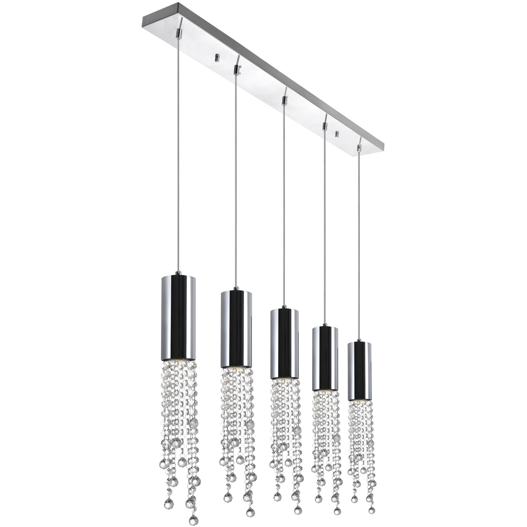 Extended 5 Light 40 inch Chrome Island/Pool Table Light Ceiling Light