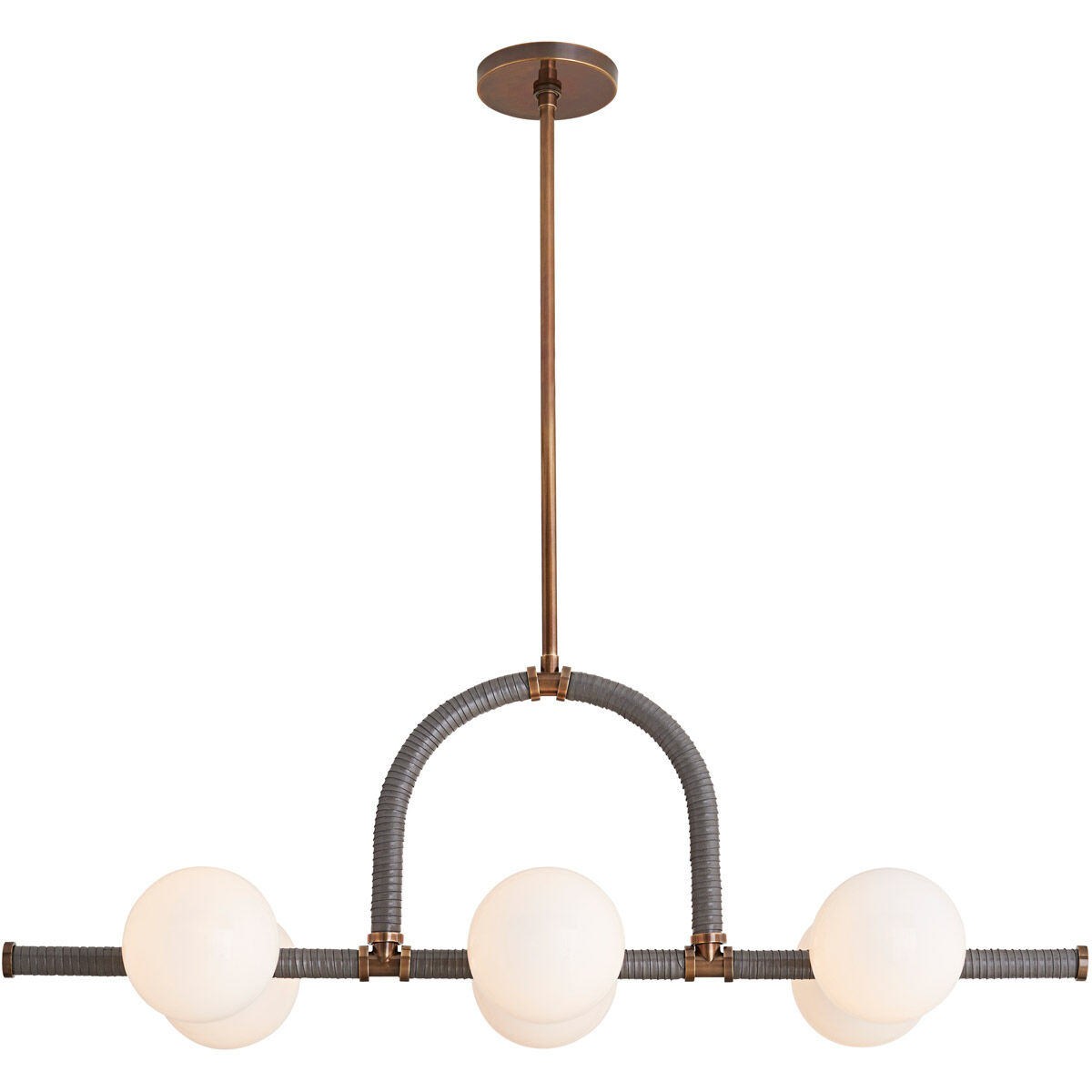 Harrison 6 Light 42 inch Heritage Brass Linear Chandelier Ceiling Light