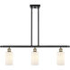 Ballston Clymer LED 36 inch Black Antique Brass Island Light Ceiling Light in Matte White Glass, Ballston