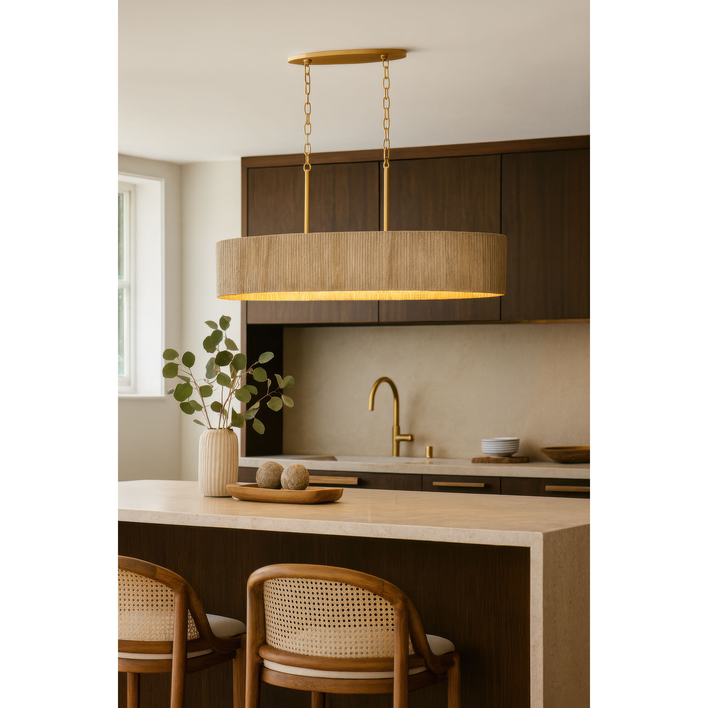 Jacob's Ladder 6 Light 48 inch French Gold Linear Pendant Ceiling Light, Smithsonian Collaboration