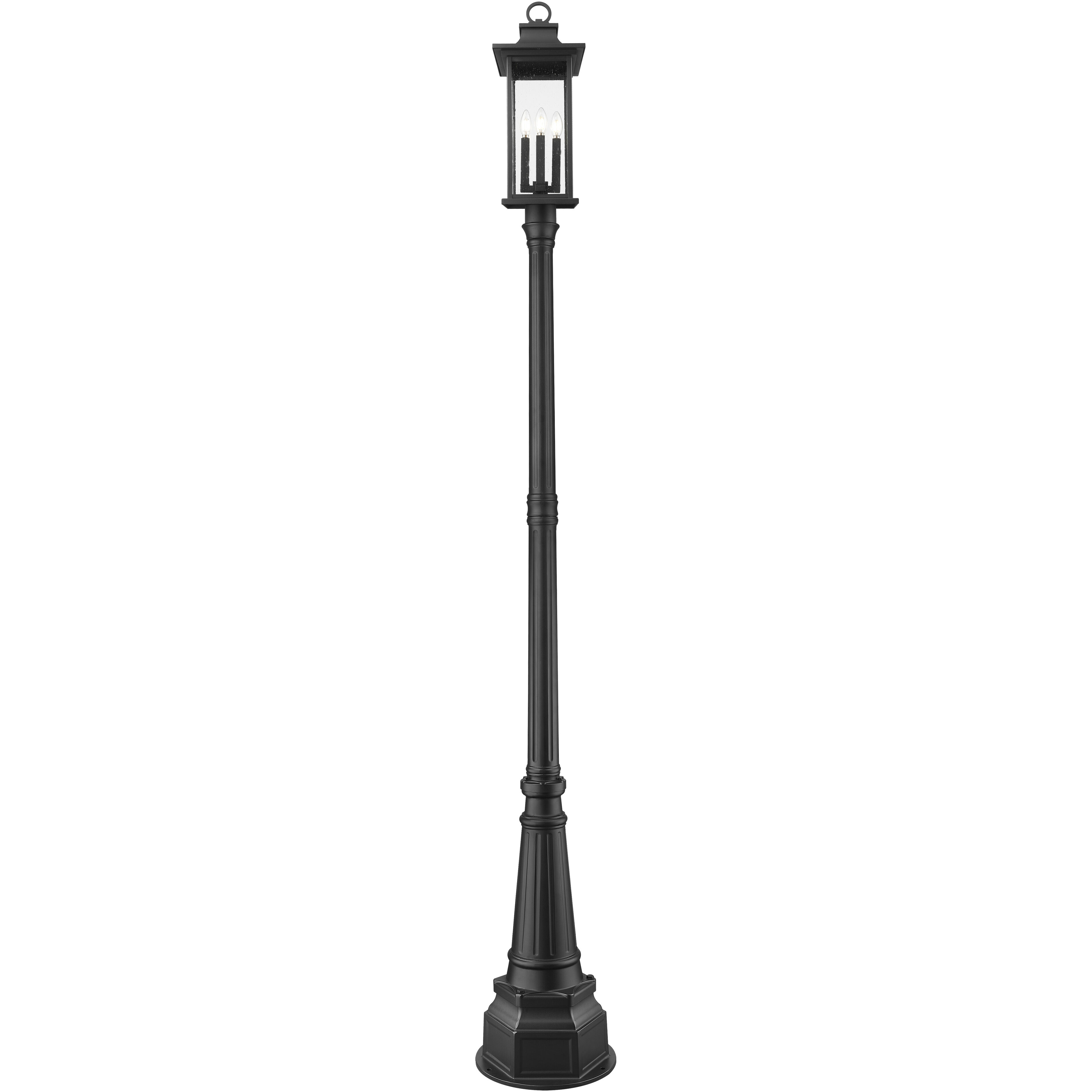 Tiberius 4 Light 107.25 inch Black Outdoor Post Mounted Fixture in Clear Seedy Glass