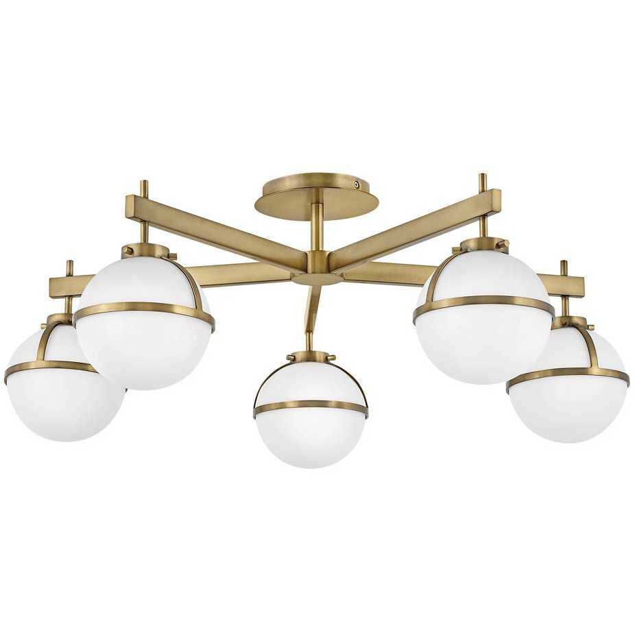 Hollis 5 Light 32 inch Heritage Brass Indoor Semi Flush Mount Ceiling Light