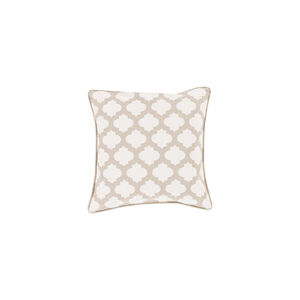 Moroccan Printed Lattice 18 X 18 inch White and Taupe Throw Pillow