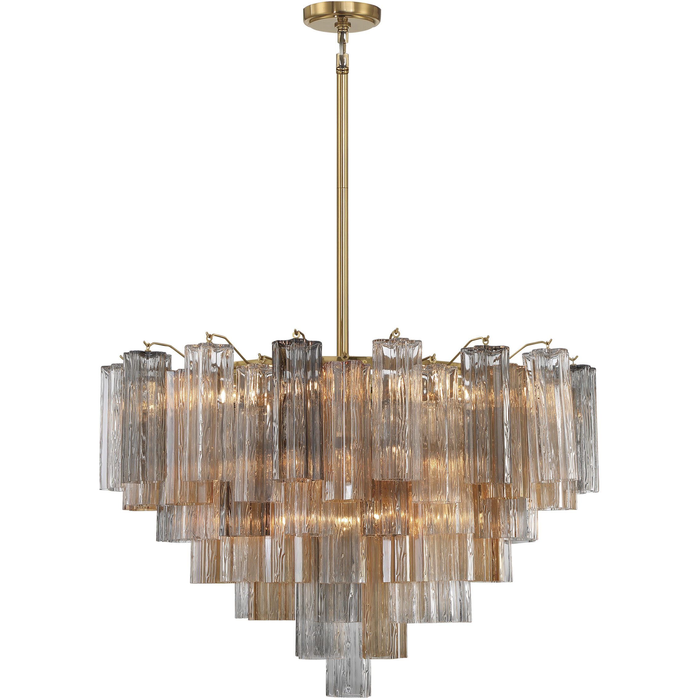 Addis 16 Light 32 inch Aged Brass Chandelier Ceiling Light in Tronchi Glass Autumn