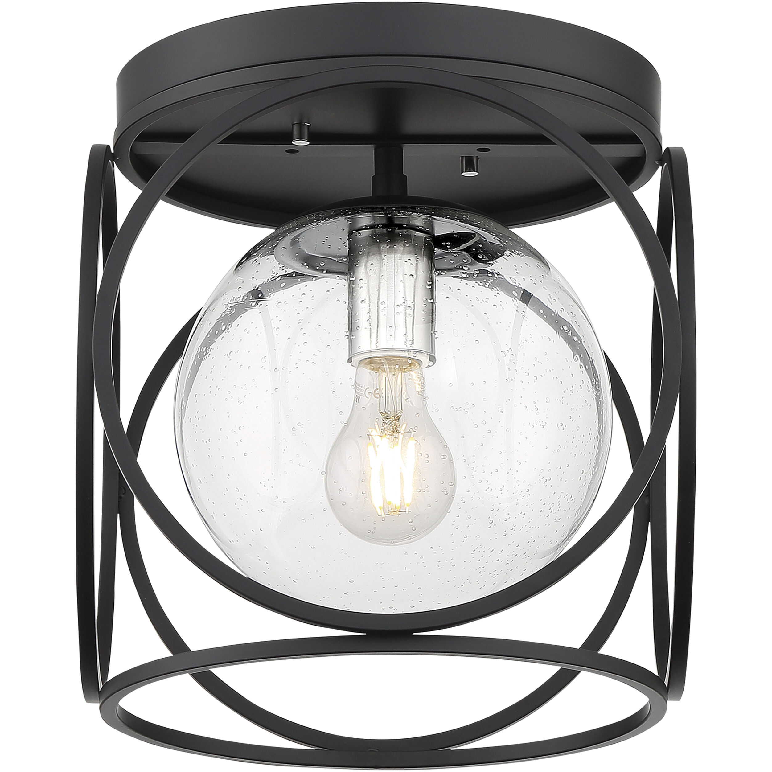 Aurora 1 Light 13 inch Black and Polished Nickel Flush Mount Fixture Ceiling Light